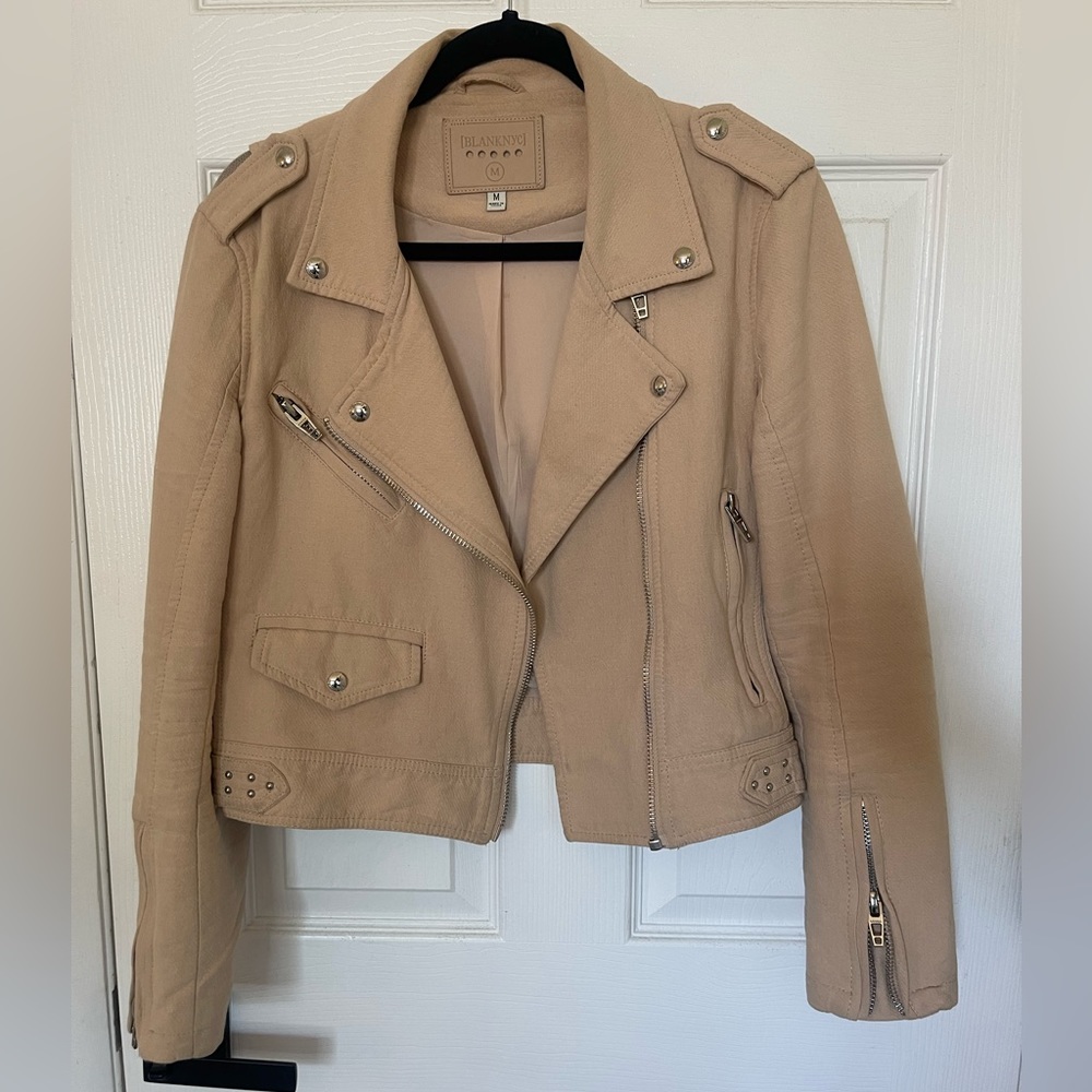BLANKNYC - Tan/Cream Cotton Moto Jacket